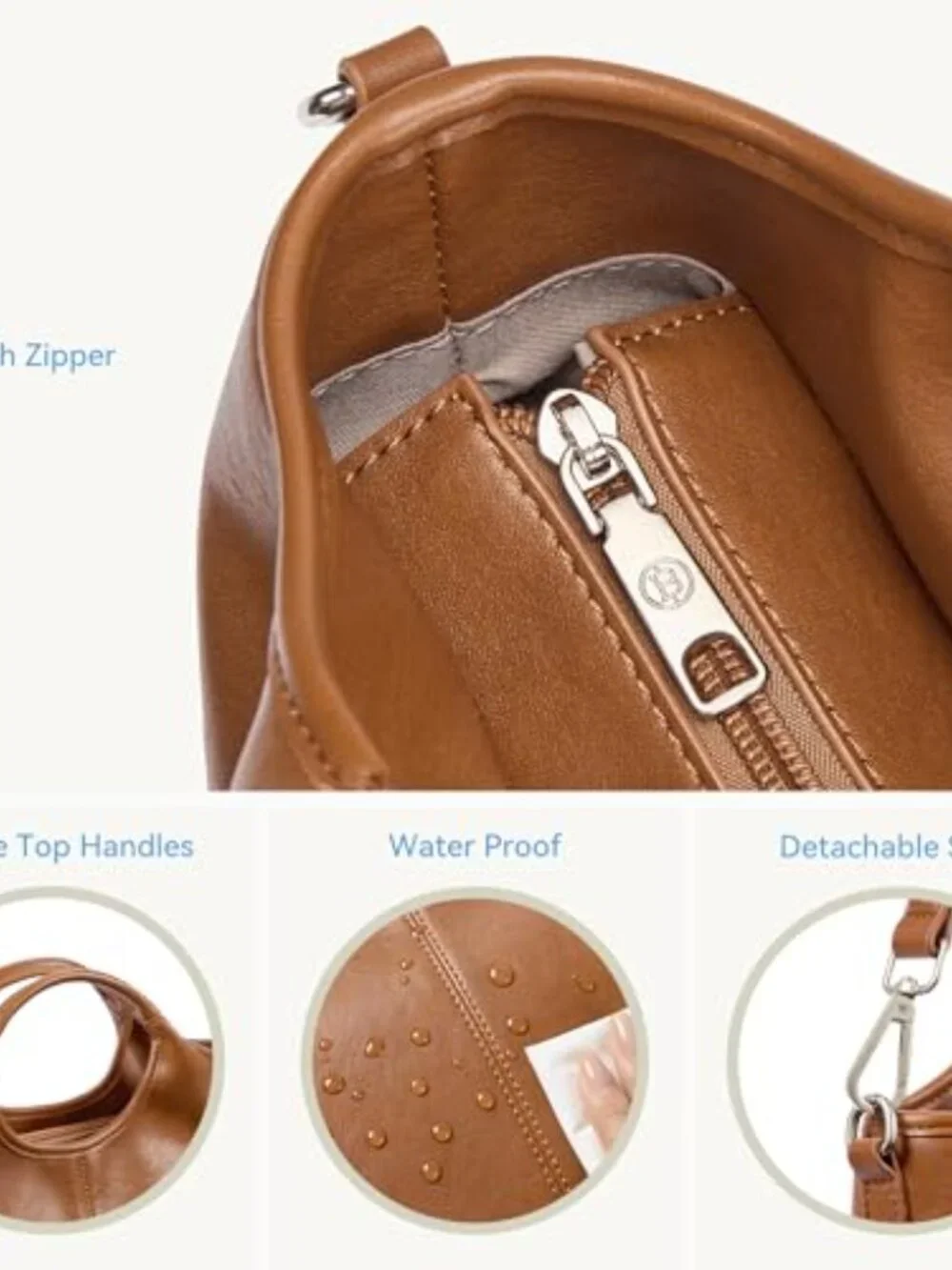 Vegan Leather Satchel Crossbody Handbag with Detachable Strap